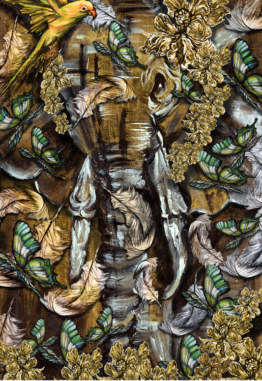 Elephant With Feathers Theme- Fine Art Giclée Print