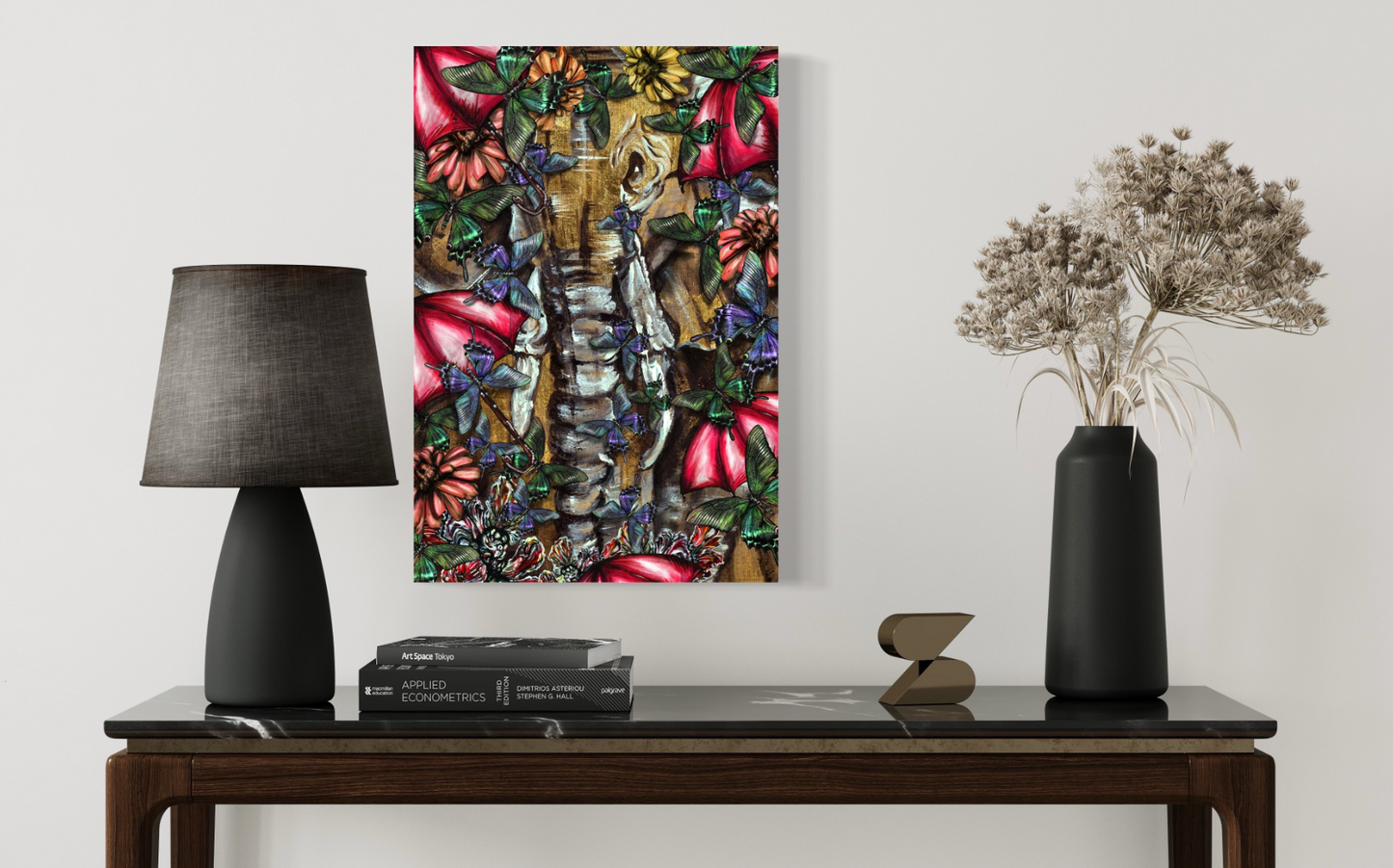 Elephant With Red Umbrellas - Fine Art Giclée Print